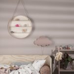 ferm living bed van underlayment bed met roze wolken lamp en ronde wandkast