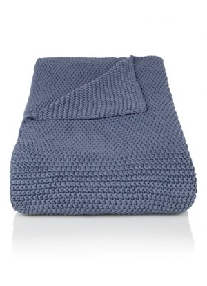 Marc O'Polo - Nordic Knit plaid van katoen, staalblauw