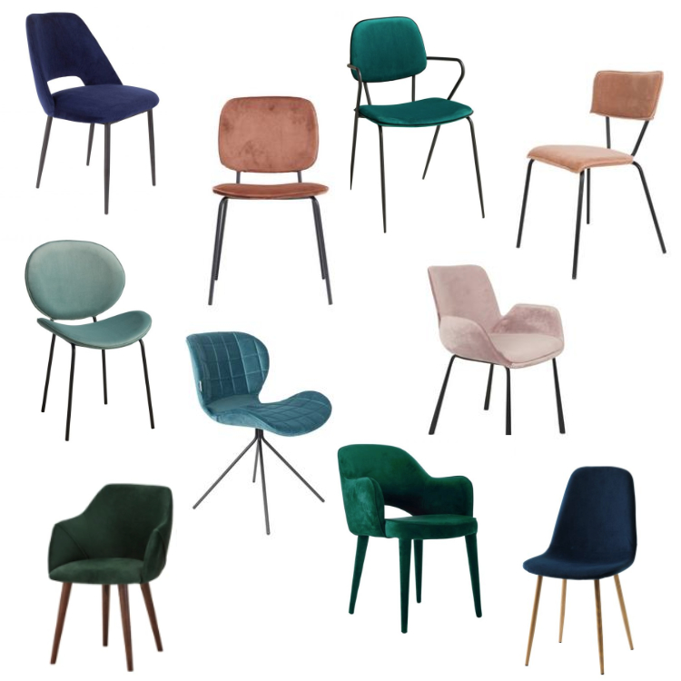 lanthaan Magnetisch Rimpelingen 10x de mooiste eetkamerstoelen met velours of fluwelen bekleding -  Shopinstijl.nl