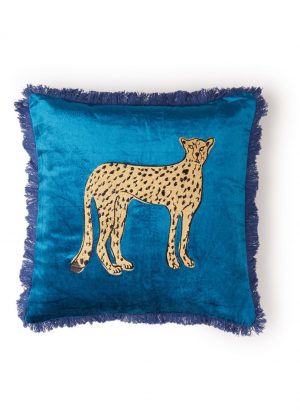 fabienne chapot sierkussen cheetah blauw fluweel