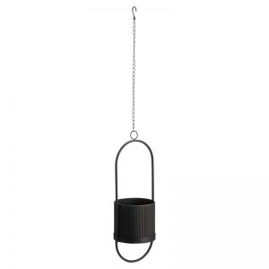 hangbloempot rib zwart kwantum