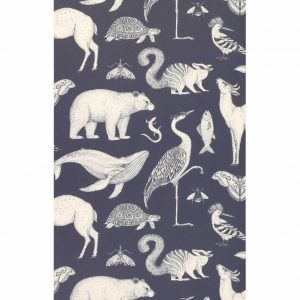 katie-scott-behang ferm living wilde dieren blauw