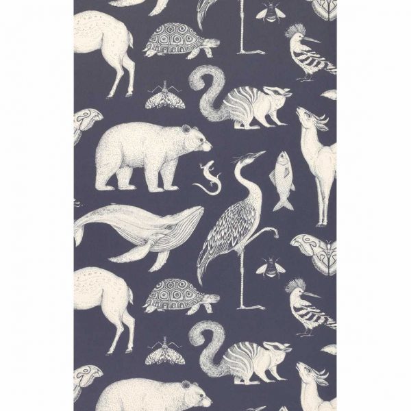 katie-scott-behang ferm living wilde dieren blauw