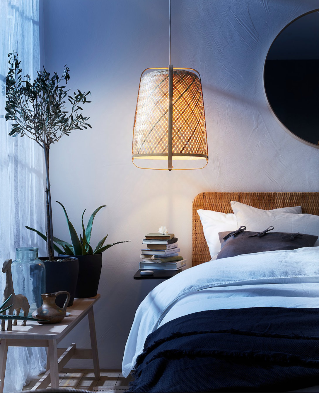 slaapkamer met knixhult hanglamp ikea bamboe