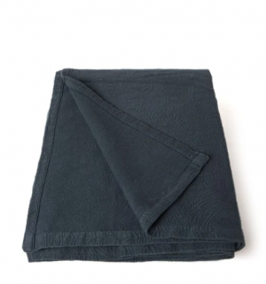 De bijenkorf home bedsprei van biologisch katoen donkerblauw