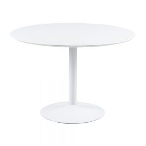 Lisomme - Ronde eettafel Senn, wit hout/ metalen onderstel
