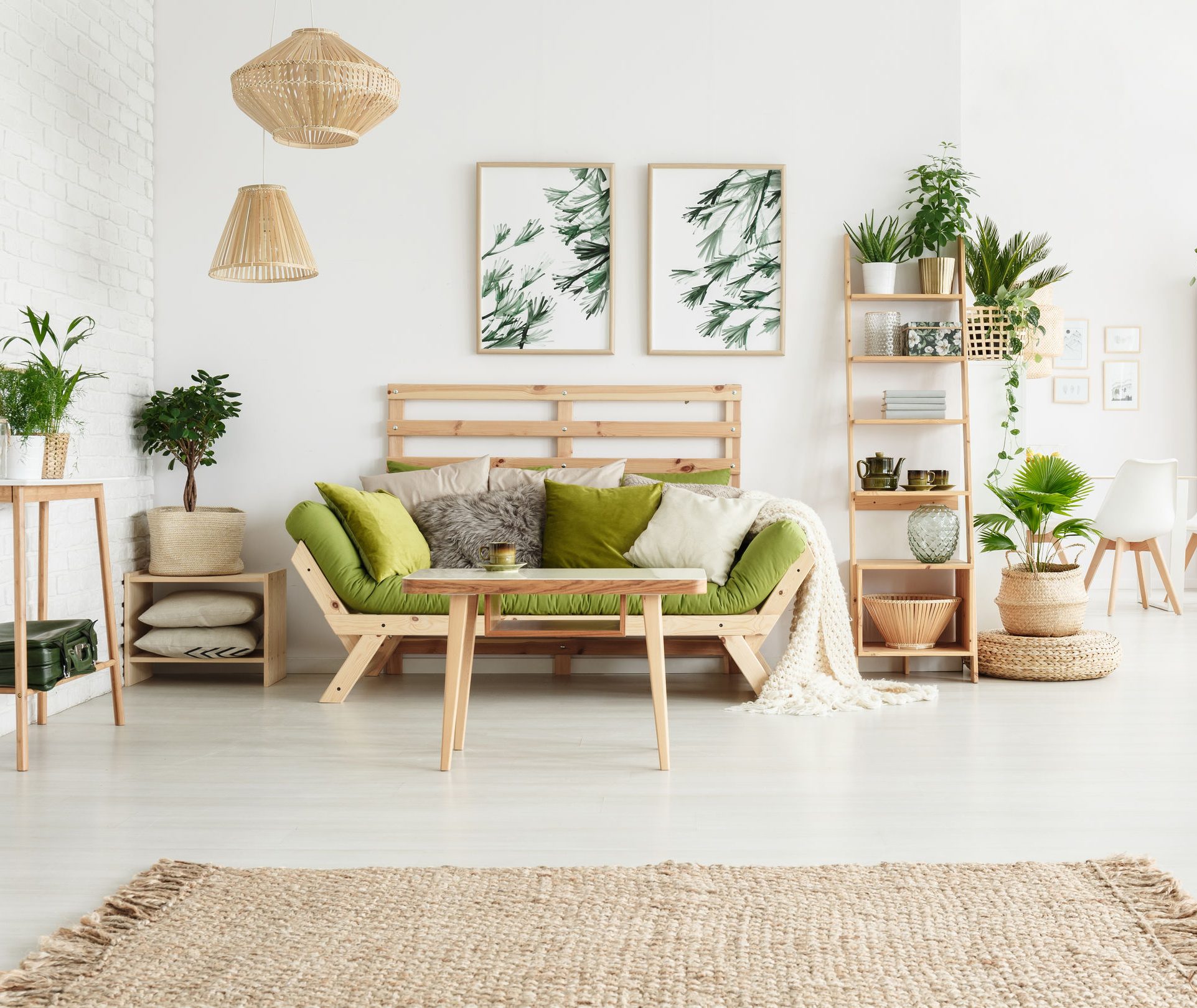 Floral living room with posters