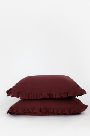 Sissy-Boy Donkerrode kussenslopen set met ruffles