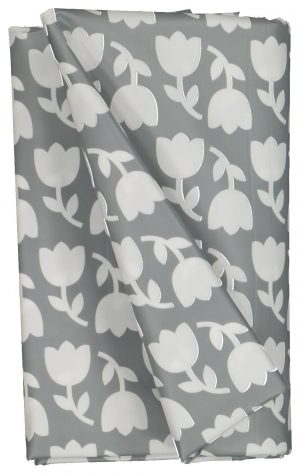 HEMA Tafelzeil 140x240 Polyester - Tulpen Grijs/wit (donkergrijs)