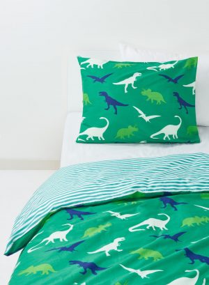 HEMA Kinderdekbedovertrek - Zacht Katoen - 140 X 200 Cm - Groen Dino (groen)