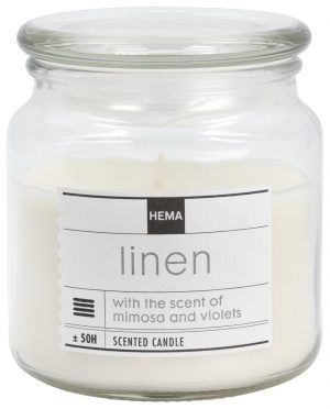 HEMA Geurkaars In Glazen Pot Ø10x11 Linen