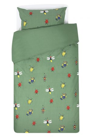 HEMA Kinderdekbedovertrek Zacht Katoen 140x200 Insect (groen)