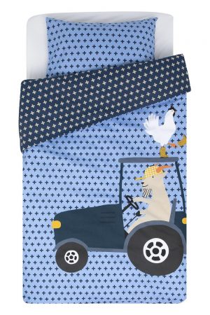 HEMA Peuterdekbedovertrek 120x150 Zacht Katoen - Geit (blauw)
