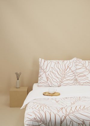 HEMA Dekbedovertrek 140x200/220 Zacht Katoen Blad Bruin Lichtbruin (lichtbruin)