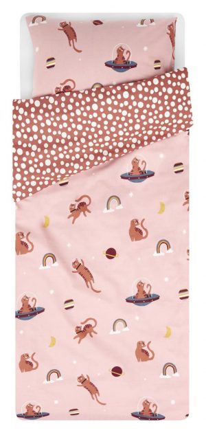HEMA Peuterdekbedovertrek 120x150 Zacht Katoen Katten (roze)