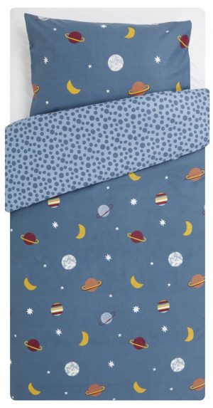 HEMA Peuterdekbedovertrek 120x150 Zacht Katoen Ruimte (blauw)