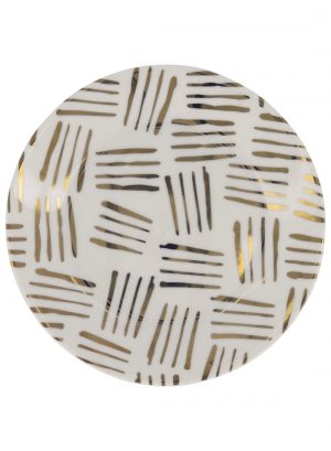 HEMA Gebaksbord - 17 Cm - Bergen - Wit Met Gouden Streep