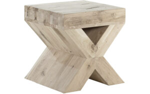 Goossens Bijzettafel Cruzado, hout eiken onbewerkt, stijlvol landelijk, 50 x 50 x 47 cm