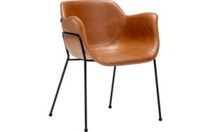 Goossens Eetkamerstoel Gap cognac kunstleer met armleuning, urban industrieel