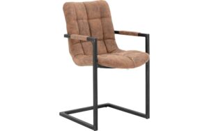 Goossens Kuipstoel Steven cognac microvezel met armleuning, urban industrieel