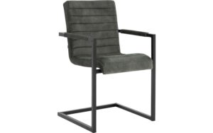 Goossens Eetkamerstoel Sturdy Velvet groen velvet stof met armleuning, urban industrieel