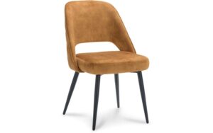 Goossens Eetkamerstoel Amore cognac velvet stof leuning, elegant chic