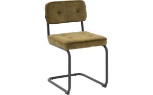 Goossens Basic Eetkamerstoel Freek groen velvet stof leuning, urban industrieel