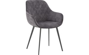 Goossens Basic Eetkamerstoel Ebi antraciet velvet stof met armleuning, elegant chic
