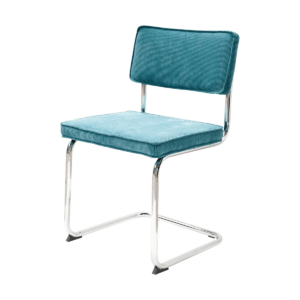 Anne ribstof eetkamerstoel turquoise Blauw