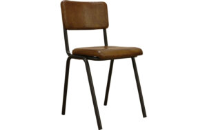 Goossens Eetkamerstoel Chaplin cognac leer leuning, urban industrieel