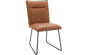 Goossens Eetkamerstoel Teun cognac leer leuning, urban industrieel