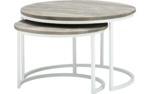 Goossens Salontafel Julie rond, hout mango grijs, stijlvol landelijk, 75 x 48 x 75 cm