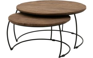 Goossens Salontafel Forta rond, hout mango bruin, stijlvol landelijk, 75 x 40 x 75 cm