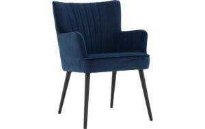 Goossens Eetkamerstoel Rob blauw stof met armleuning, urban industrieel