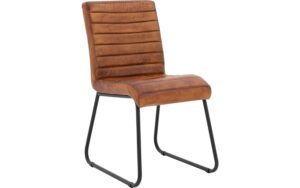 Goossens Eetkamerstoel Leda cognac leer leuning, urban industrieel