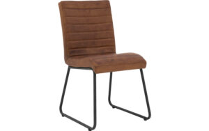 Goossens Eetkamerstoel Dax cognac leer leuning, urban industrieel