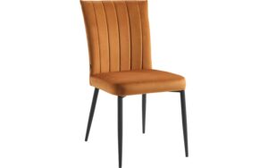 Goossens Basic Eetkamerstoel Trin bruin velvet stof leuning, elegant chic