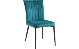 Goossens Basic Eetkamerstoel Trin blauw velvet stof leuning, elegant chic