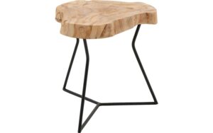 Goossens Bijzettafel Aron, hout teak blank, urban industrieel, 35 x 35 x 35 cm