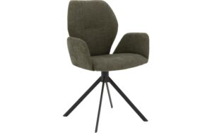 Goossens Eetkamerstoel Hera groen stof met draaifunctie met armleuning, modern design