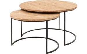 Goossens Salontafel Iras rond, hout eiken blank, modern design, 75 x 45 x 75 cm