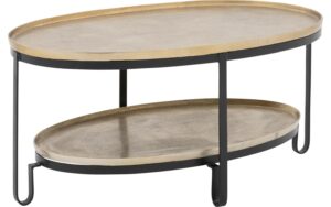 Goossens Salontafel Mauro ovaal, aluminium goud, elegant chic, 96 x 45 x 58 cm