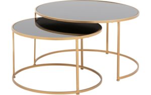 Goossens Salontafel Valentina rond, glas zwart, elegant chic, 75 x 42 x 75 cm