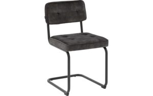 Goossens Basic Eetkamerstoel Freek zwart velvet stof leuning, urban industrieel