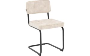 Goossens Basic Eetkamerstoel Freek bruin velvet stof leuning, urban industrieel