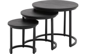 Goossens Salontafel Jelle rond, hout mango zwart, urban industrieel, 54 x 45 x 54 cm