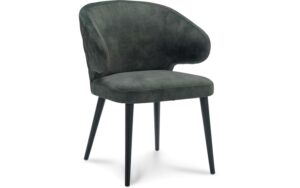 Goossens Eetkamerstoel Lara groen velvet stof met armleuning, elegant chic