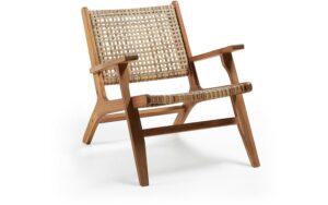 Kave Home Kave Home Rigono, Grignoon fauteuil in massief acaciahout en gevlochten synthetisch rotan fsc 100%