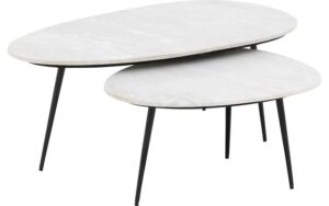 Goossens Salontafel Enzo ovaal, marmer wit, elegant chic, 110 x 40 x 55 cm