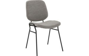Goossens Eetkamerstoel Hjalmar grijs stof leuning, modern design